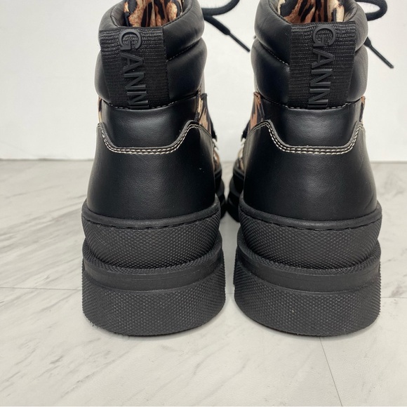 Ganni Leopard Lace Up Hiker Boot 39 - Picture 4 of 15